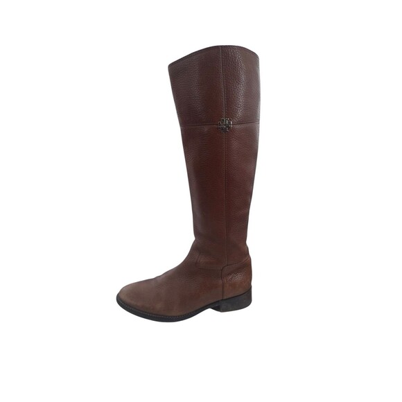 Tory Burch 'Jolie' Leather Logo Riding Boot Carmel Size 6 37 EU Fast Shipping - Picture 2 of 16